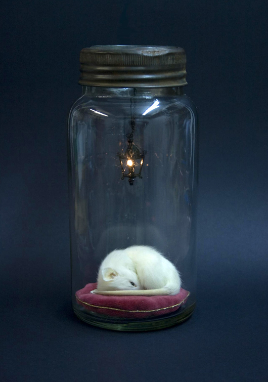 ‘Little Lives Dream,’ a limited edition taxidermy work by Rachel Ann Stevenson, seen at The Other Art Fair in London in April. Image Auction Central News.